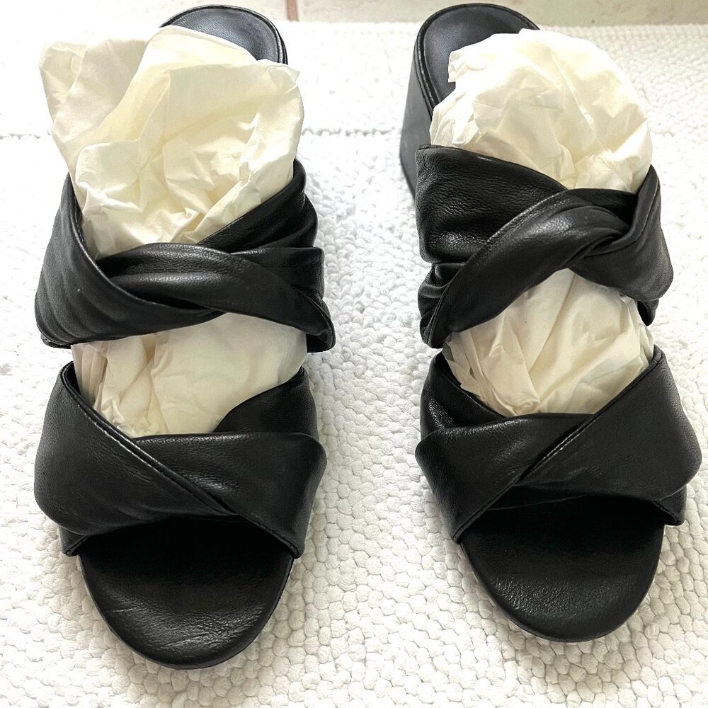 NEW- Philip Lim black twisted leather sandal